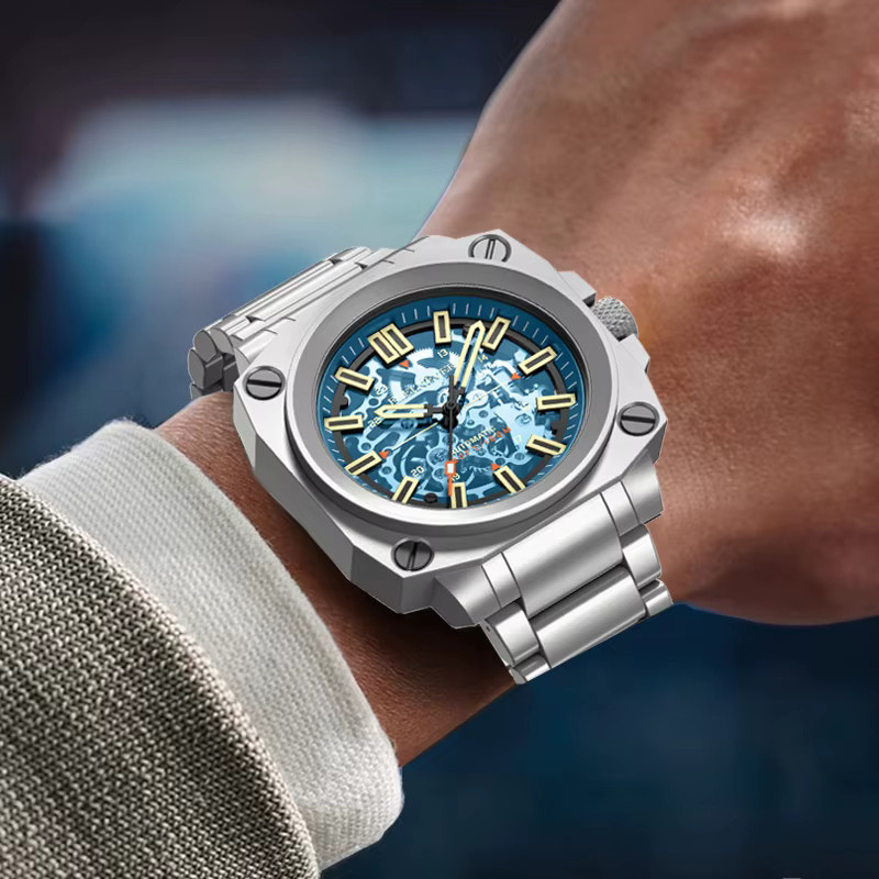 FeelNever Automatikuhr, Tourbillon, Edelstahl, Blau, Herren - Bild 5