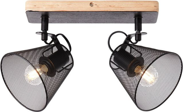 BRILLIANT Wand-Leuchte Whole Spotbalken 2-flammig in Schwarz und Holzfarben aus Metall und Holz mit E14 Fassung - Bild 1
