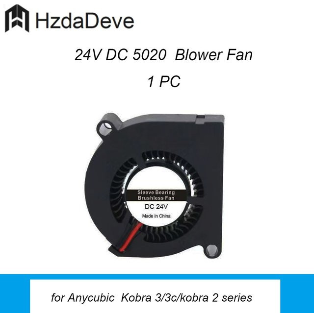 HzdaDeve Axialer Kühllüfter 24V DC 5020 in Schwarz für Anycubic Kobra 3 Combo und Kobra 2 Serie 3D-Drucker Zubehör - Bild 1