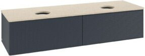 V&B Waschtischunterschrank Antao mit Frontstruktur in Mattblau lackiert, B/T/H: 160 x 50 x 50 cm - Bild 1