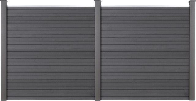HOME DELUXE WPC Sichtschutzzaun CALLADO Set aus Aluminium in Anthrazit Grau (2 Elemente, 3 Pfosten) - Bild 1