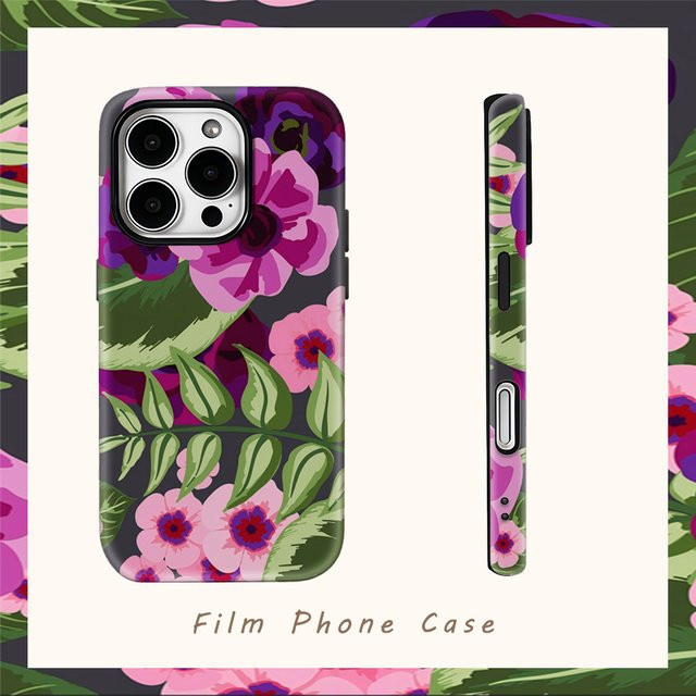 Handyhülle mit lila rosa Blüten für Apple iPhone 17 Pro Max Plus 16 15 14 13 12 11 mit Doppelschicht-Rückseite - Bild 1