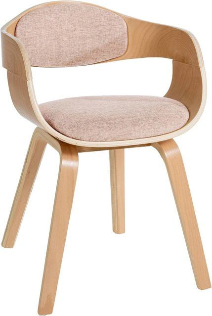DELUKE Besucherstuhl LONDON Konferenzstuhl aus Stoff und Holz in Natur-beige, Höhe: 73 cm, Breite: 49 cm, Tiefe: 46 cm - Bild 1
