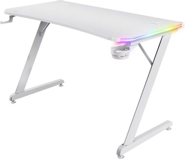 Trust GXT 709W Luminus Gaming-Tisch in Weiß mit Carbon-Optik, B/T/H: 120 x 60 x 76 cm - Bild 1