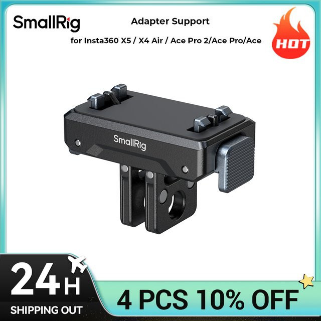 SmallRig Adapterhalterung für Insta360 X5, X4 Air, Ace Pro 2, Ace Pro und Ace mit klappbarer 2-poliger Halterung für Selfie-Sticks, Schwarz, 5814 - Bild 1