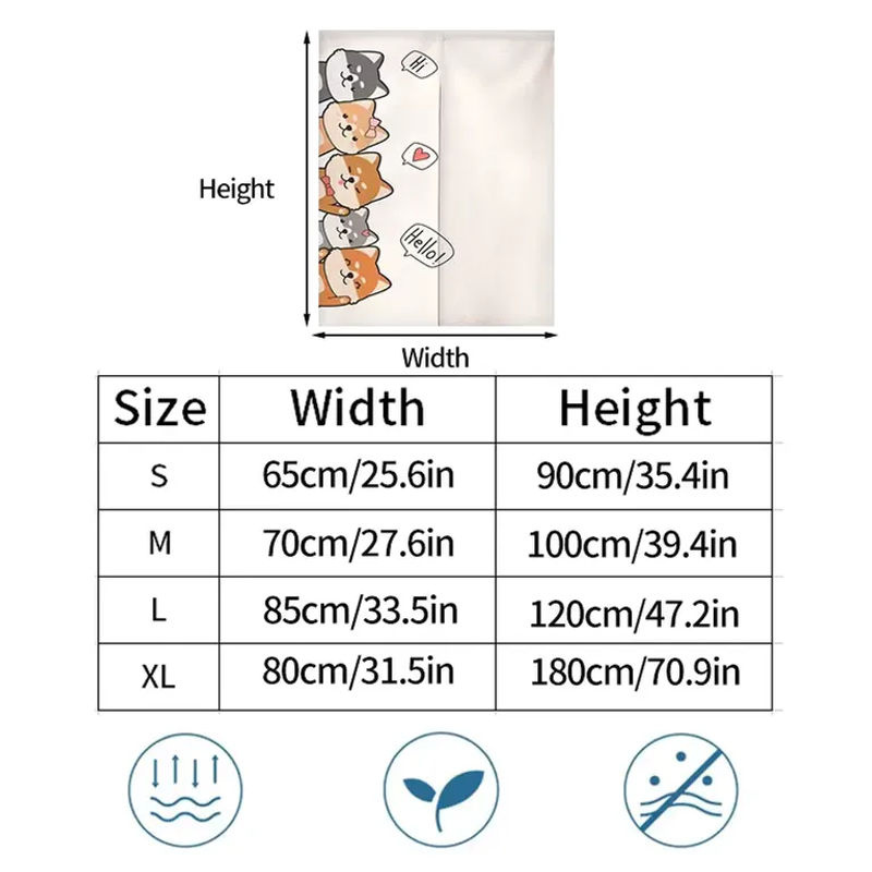 VIKAMA Japanischer Cartoon-Türvorhang mit Haustiermotiv als Trennvorhang für Küche, Esszimmer oder Schlafzimmer, Breite: 70 cm, Höhe: 120 cm - Bild 3