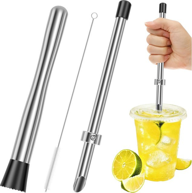 Willstar Strohhalm-Lochstanzer und Muddler aus Edelstahl in Silber - Bild 1