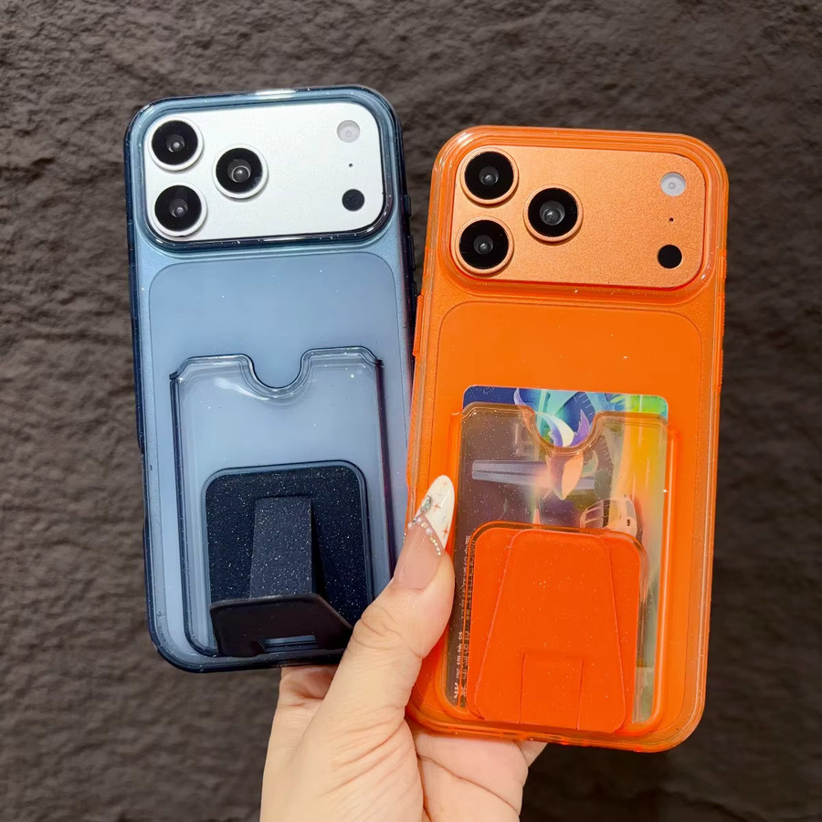 Stoßfeste iPhone Handyhülle mit Kartenhalter und Glitzer-Effekt in Transparent oder Schwarz für iPhone 17 16 15 14 13 Pro Max und 17 Air - Bild 2