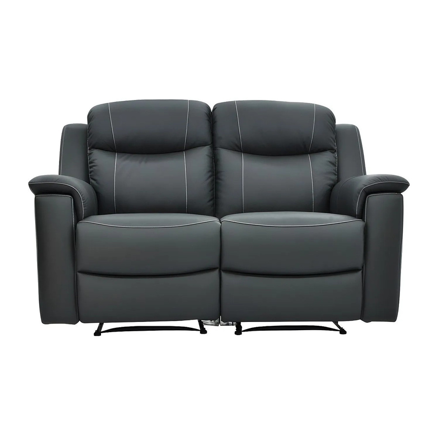 Vente-unique Relaxsofa Evasion in Anthrazitgrau mit Lederbezug und Armlehnen, Breite: 165 cm - Bild 2