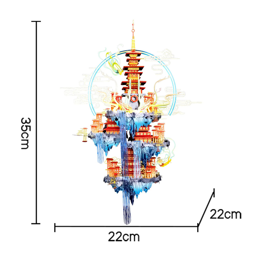 MU Penglai Architektonisches 3D Stereoskopisches Metall-Puzzle, Bunt / Mehrfarbig - Bild 2
