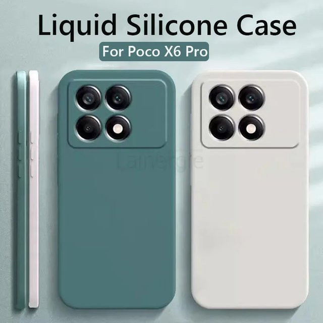 Xiaomi POCO X6 Pro Silikon-Handyhülle Original Square Liquid in Rot, stoßfestes Gehäuse mit weichem Linsenschutz - Bild 1