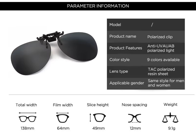 Polarisierte Clip-on Sonnenbrille Unisex, Metall, randlos, photo chrome - Bild 4
