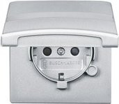 Busch-Jaeger Schuko-Steckdoseneinsatz IP44 Silber, Breite: 7,0 cm, Höhe: 6,2 cm - Bild 1