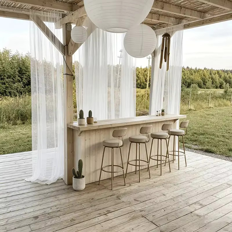 Klassischer Outdoor-Sichtschutz aus Polyester mit Mückennetz für Pavillon, Terrasse und Garten in Schwarz oder Weiß - Bild 1