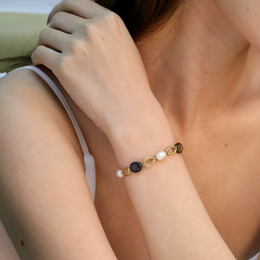 LUXUKISSKIDS Armband, Edelstahl, Gold, Perle, Damen - Bild 2
