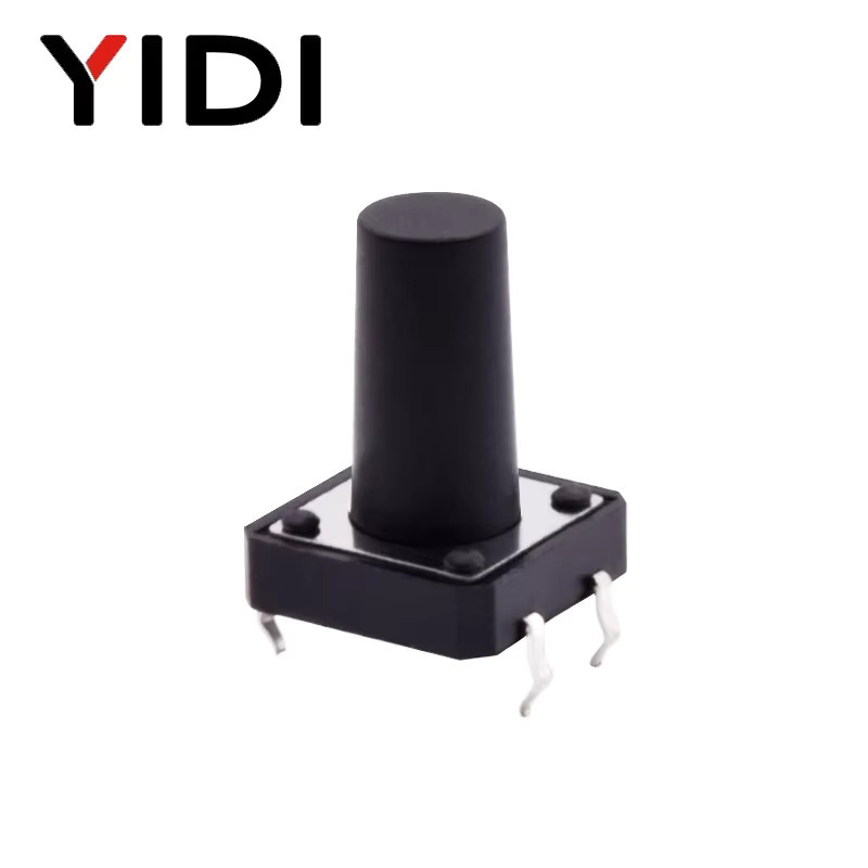 YIDI 10er Set Micro-Mini Taktile Drucktaster 12x12mm, 4-polige Panel-Platine, Schwarz - Bild 2
