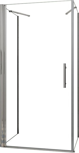 AICA U-Duschkabine mit Drehtür und Seitenwand aus 6mm Nano Glas, Farbe Transparent, B/T/H: 90 x 70 x 185 cm - Bild 1