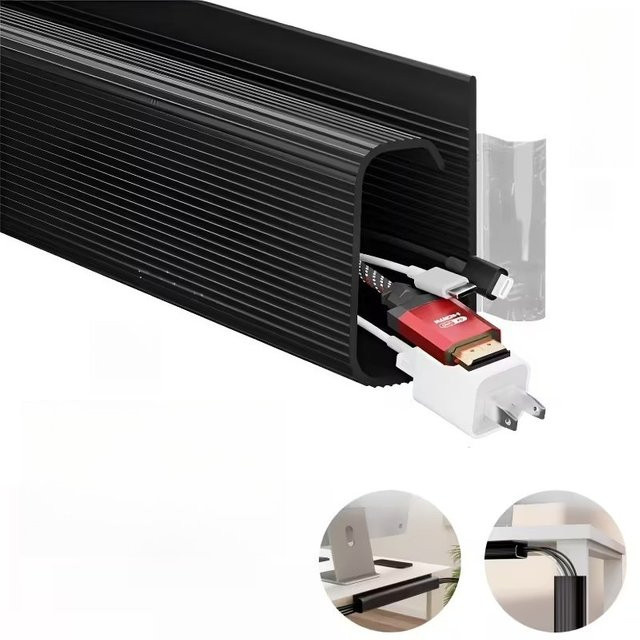 Selbstklebendes Kabelfach aus PVC als unsichtbarer Kabelorganizer unter dem Tisch für Monitore und Computer, 1 Stück - Bild 1