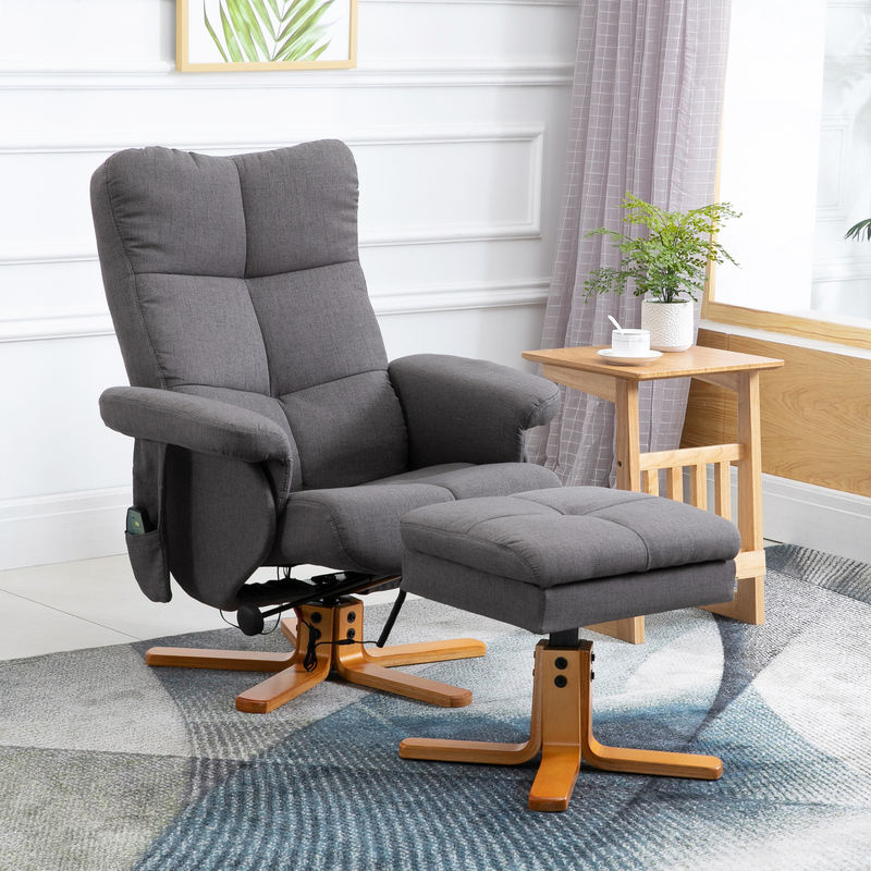 HOMCOM Relaxsessel mit Fußhocker und Stauraum in Braun, Liegefunktion mit 145 Grad Neigung, B/T/H: 80 x 86 x 99 cm - Bild 2