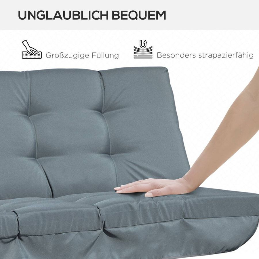Outsunny Sitzkissen in Dunkelgrau aus Schaumstoff mit Bindebändern, B/H/L: 170 x 100 x 8 cm - Bild 4