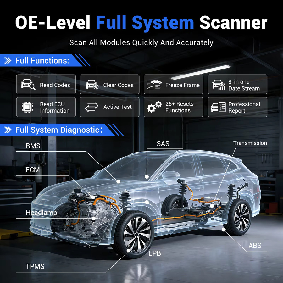 XTOOL A30M Kfz-Diagnosegerät in Schwarz mit bidirektionalem OBD2 Auto-Scanner und 26 Reset-Funktionen für alle Systeme sowie J2534 Unterstützung - Bild 4