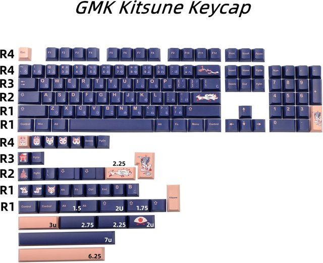 DYE FETISH GMK Kitsune Keycap Clone Set Japanisches Design, PBT Material, Cherry Profile, 142 Tasten für MX Switches mechanische Tastaturen - Bild 1