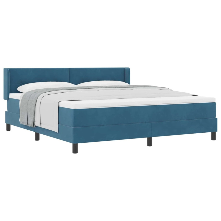 vidaXL Boxspringbett mit Matratze in Dunkelblau, Hybrid-Modell mit Federkern und Schaumstoff, B/T/H: 180 x 200 x 28 cm - Bild 2