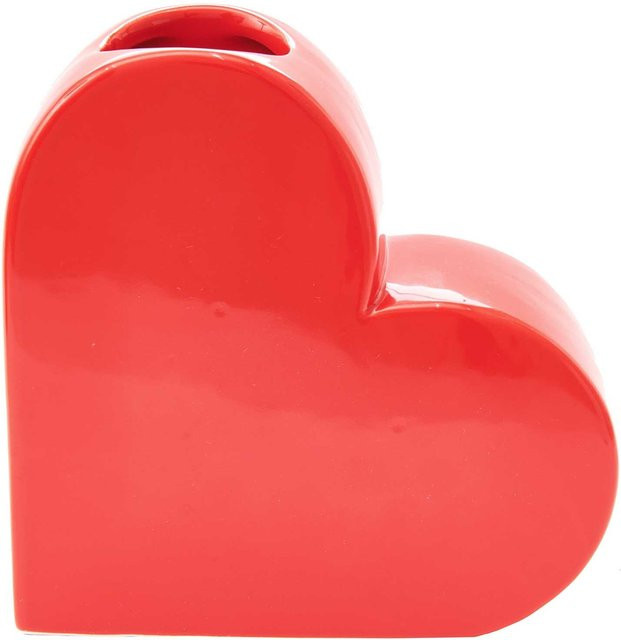 Rico Design Keramik Vase Herz in Rot, B/T/H: 16 x 6 x 16 cm - Bild 1