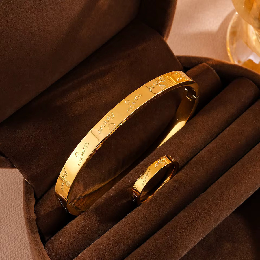 ZAKOL Armband Ring Set, Edelstahl, Gold, Unisex - Bild 3
