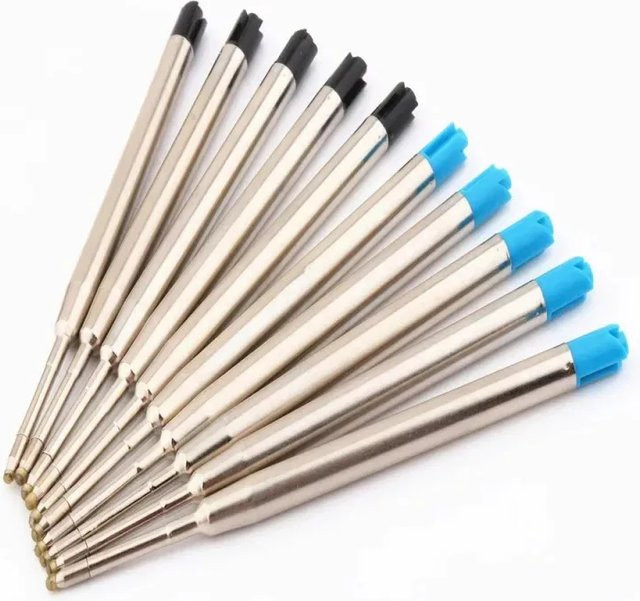 Kugelschreiberminen für Parker-Stifte mit mittlerer Spitze, Set mit blauen und schwarzen Tintenstäben aus Metall, Länge: 10 cm - Bild 1