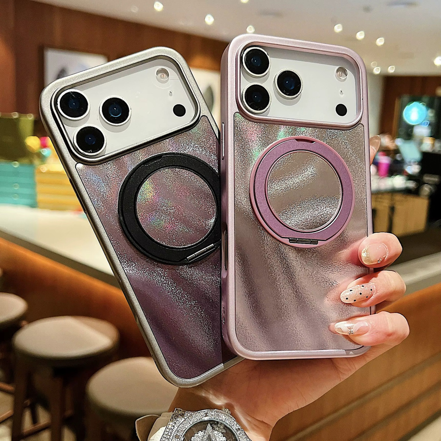 Glitzernde magnetische Handyhülle mit drehbarer Halterung für Samsung Galaxy S25 Ultra, S24 Ultra und S23 Ultra, MagSafe kompatibel, Gelb/Mehrfarbig - Bild 3
