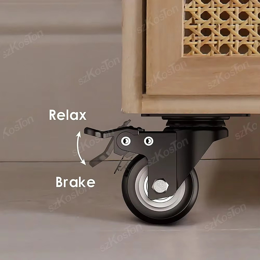 Ouliluye Lenkrollen für Möbel mit Bremse und 360 Grad Rotation, schwarze PP-Räder aus Kunststoff, 1,5/2 Zoll - Bild 3