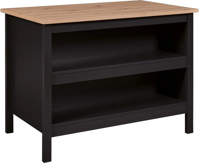 INTER LINK Kücheninsel Lina mit Arbeitsfläche und Barbereich in Schwarz und Eiche Artisan, B/T/H: 124 x 75 x 91,5 cm - Bild 1