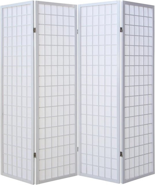 Homestyle4u 4-tlg. Shoji Paravent aus Holz und Reispapier in Weiß, Höhe: 176 cm, Breite: 175 cm - Bild 1