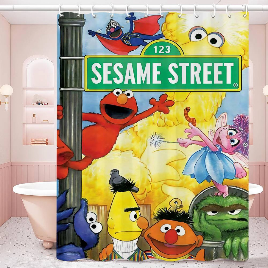 Sesamstraße Duschvorhang für Kinder, Mehrfarbig, Polyester, B/H: 180 x 180 cm - Bild 3