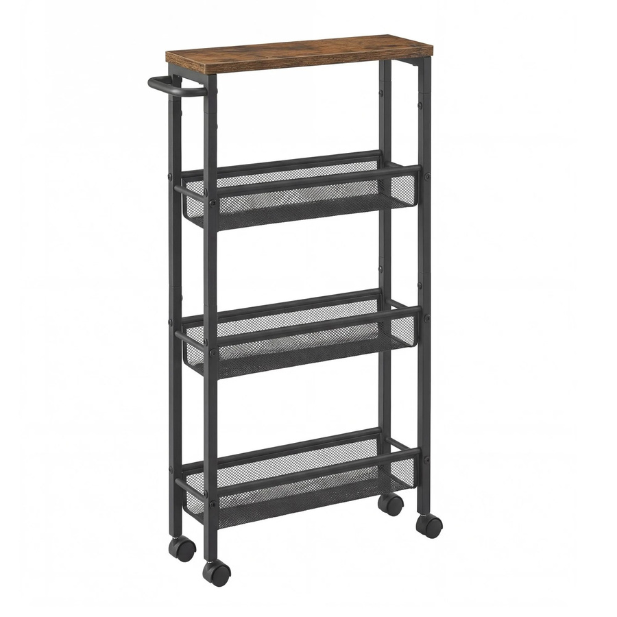Vasagle Servierwagen mit Rollen in Braun-Schwarz, B/T/H: 77 x 41 x 13 cm - Bild 2