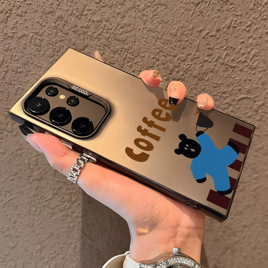 Samsung Galaxy S25 S24 S23 S22 S21 Ultra Plus Handyhülle mit kreativer Kaffee Illustration in Schwarz und Lila mit mattem Laser-Effekt - Bild 2