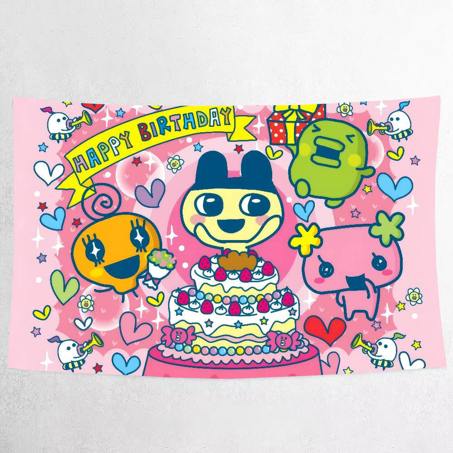 Klassischer T-Tamagotchi Fotohintergrund in Multicolour für Geburtstage und Outdoor-Partys, B/H: 120 x 70 cm - Bild 3