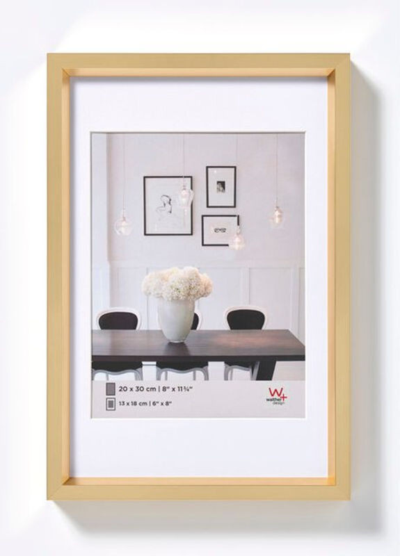 Walther Design Steel Style Bilderrahmen aus Kunststoff mit Passepartout in Gold, B/H: 50 x 70 cm - Bild 1