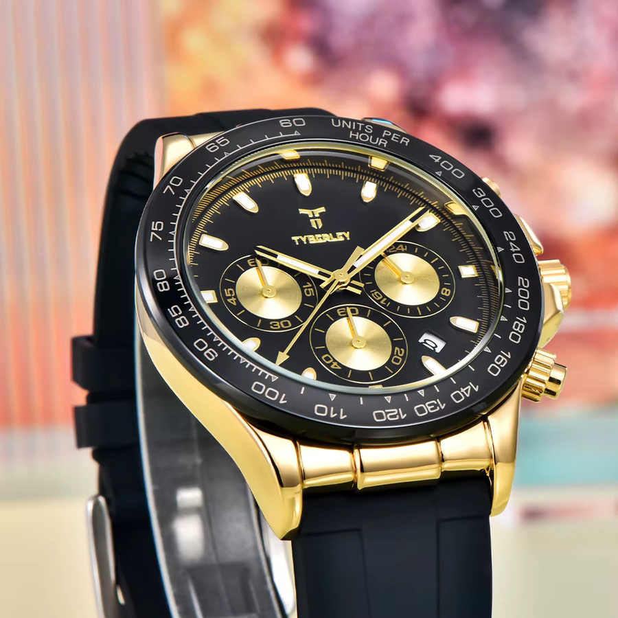 TYBERLEY Chronograph, Quarz, Kautschuk, Schwarz, Herren - Bild 3