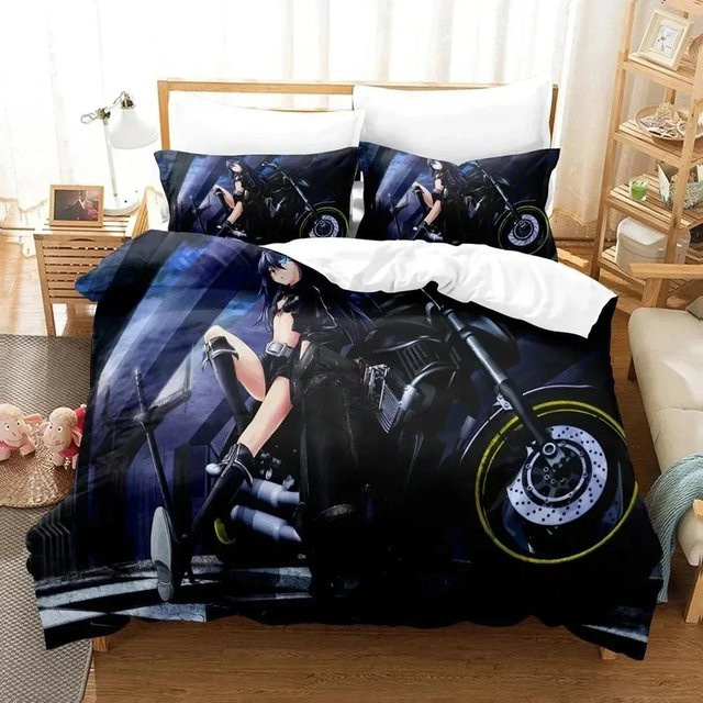 Lodestar Bettwäscheset Black Rock Shooter Anime Design aus Polyester in Schwarz mit Bettdecke und Kissenbezügen, Breite: 70 cm, Länge: 133 cm - Bild 1