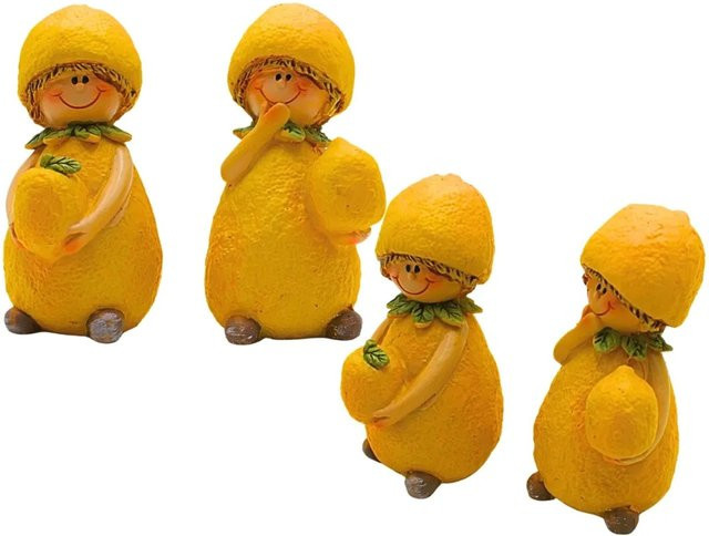 4er Set Dekohelden24 Zitronenkinder aus Keramik in Gelb, B/T/H: 4 x 4 x 6 cm pro Figur - Bild 1