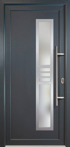 Meeth Aluminium-Haustür Signum Alu in Grau mit satiniertem Glaseinsatz, nach innen öffnend, ohne Türgriff, Höhe: 208,0 cm, Breite: 98,0 cm - Bild 1