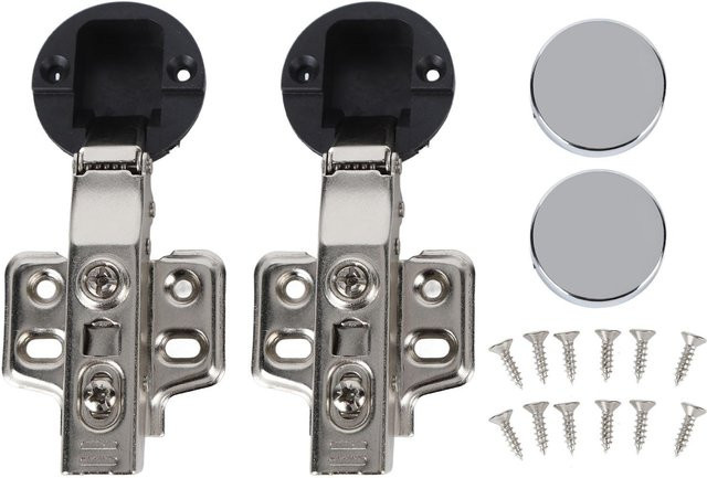 2er-Set TOMTOP JMS Glastürscharniere aus Edelstahl 201 in Silber mit Dämpfungsfunktion für 35mm Topfscharniere - Bild 1