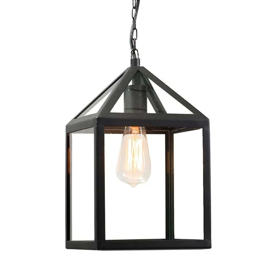 QAZQA Amsterdam Industrielle Outdoor Hängelampe aus Edelstahl und Glas in Schwarz, dimmbar, E27, IP23 - Bild 2