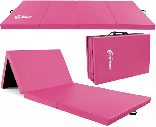 eyepower Klappbare Gymnastikmatte in Pink Schwarz B/T/H: 180 x 60 x 5 cm - Bild 1