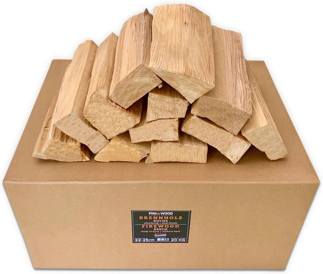 PINI Grillholz Buche ohne Rinde, 20 kg, ca. 25 cm Länge für Pizzaofen, Grill und Smoker - Bild 1