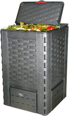 Thermoquick Komposter in Rattan-Optik, Schwarz, 400 l
