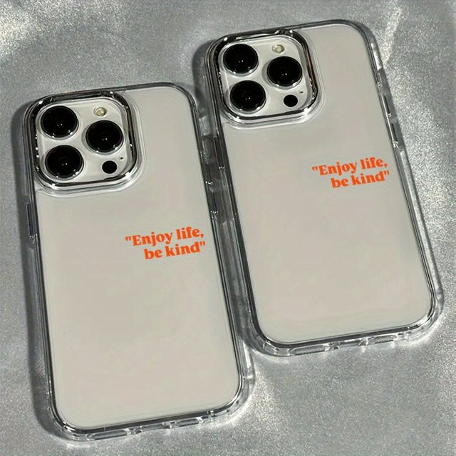 Transparente Apple iPhone Handyhülle mit minimalistischem orange-rotem Text-Print für iPhone 17, 16, 15, 14, 13, 12, 11 und Pro Max Modelle - Bild 1