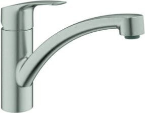 Grohe Spültisch-Einhebelmischer Eurosmart in gebürstetem Nickel mit schwenkbarem, flachem Auslauf und Wassersparfunktion in Silber - Bild 1